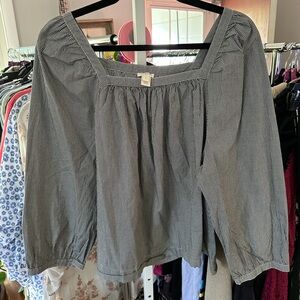 J. Crew factory sz XL black & white gingham blouse